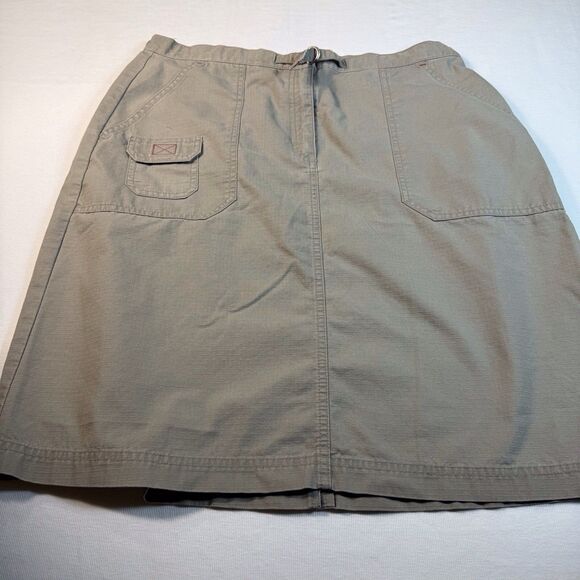 L.L. Bean Womens Skirt Sz 14 Beige Khaki Belt Pockets Outdoors Hike Coolmax - Picture 1 of 9